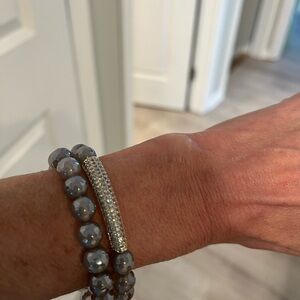 Elegant Silver and Gray Beaded Bracelet set